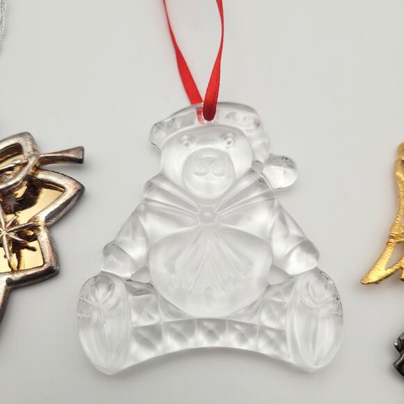 Set of 3 Christmas Ornaments Lunt USA Angels & Gorham Crystal Teddy Bear - Picture 4 of 9